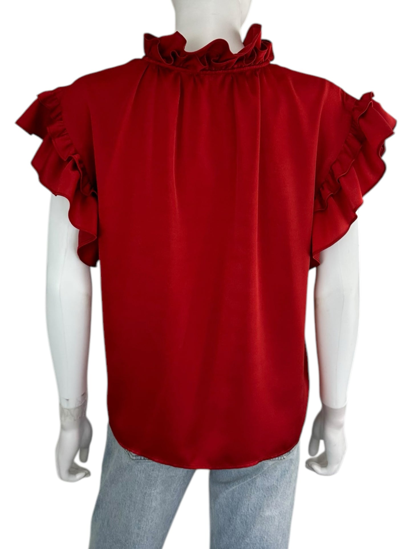 KOCH Red Ruffle Blouse Size S