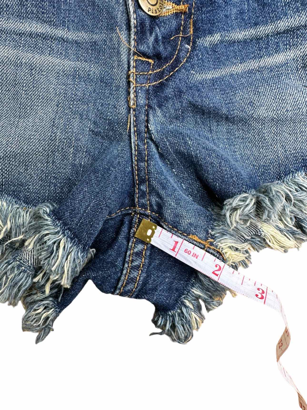 PISTOLA Blue Distressed Denim Shorts Size S