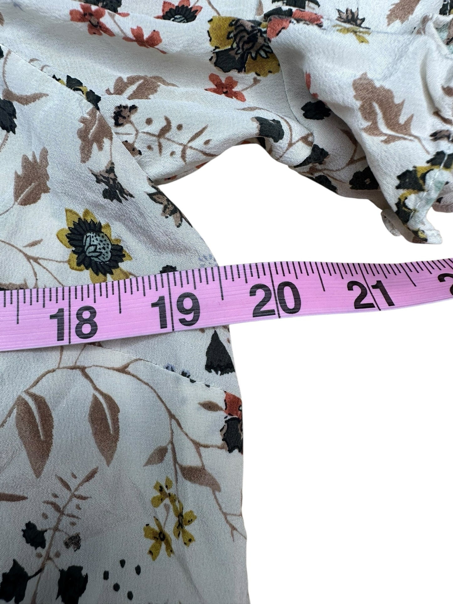 FRAME Cream Silk Floral Print Blouse Size S