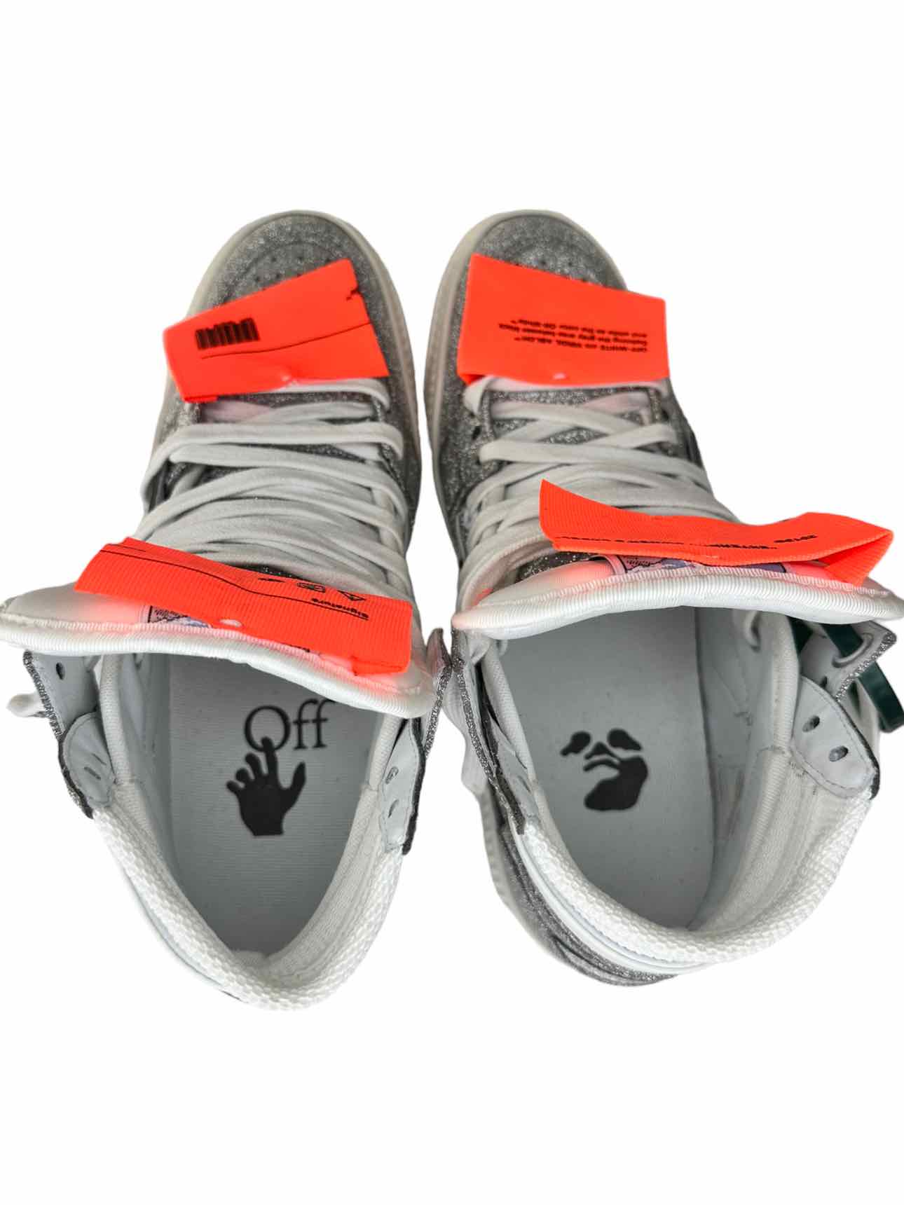 OFF WHITE c/o Virgil Abloh 3.0 OFF COURT Glitter Silver White High Top Sneakers Size 7B