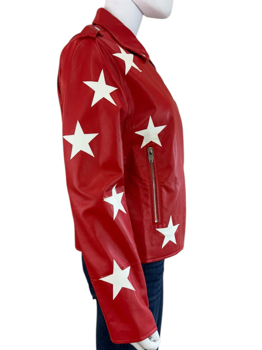 Buddy Love NWT Red Vegan Leather Joplin Star Moto Jacket Size L