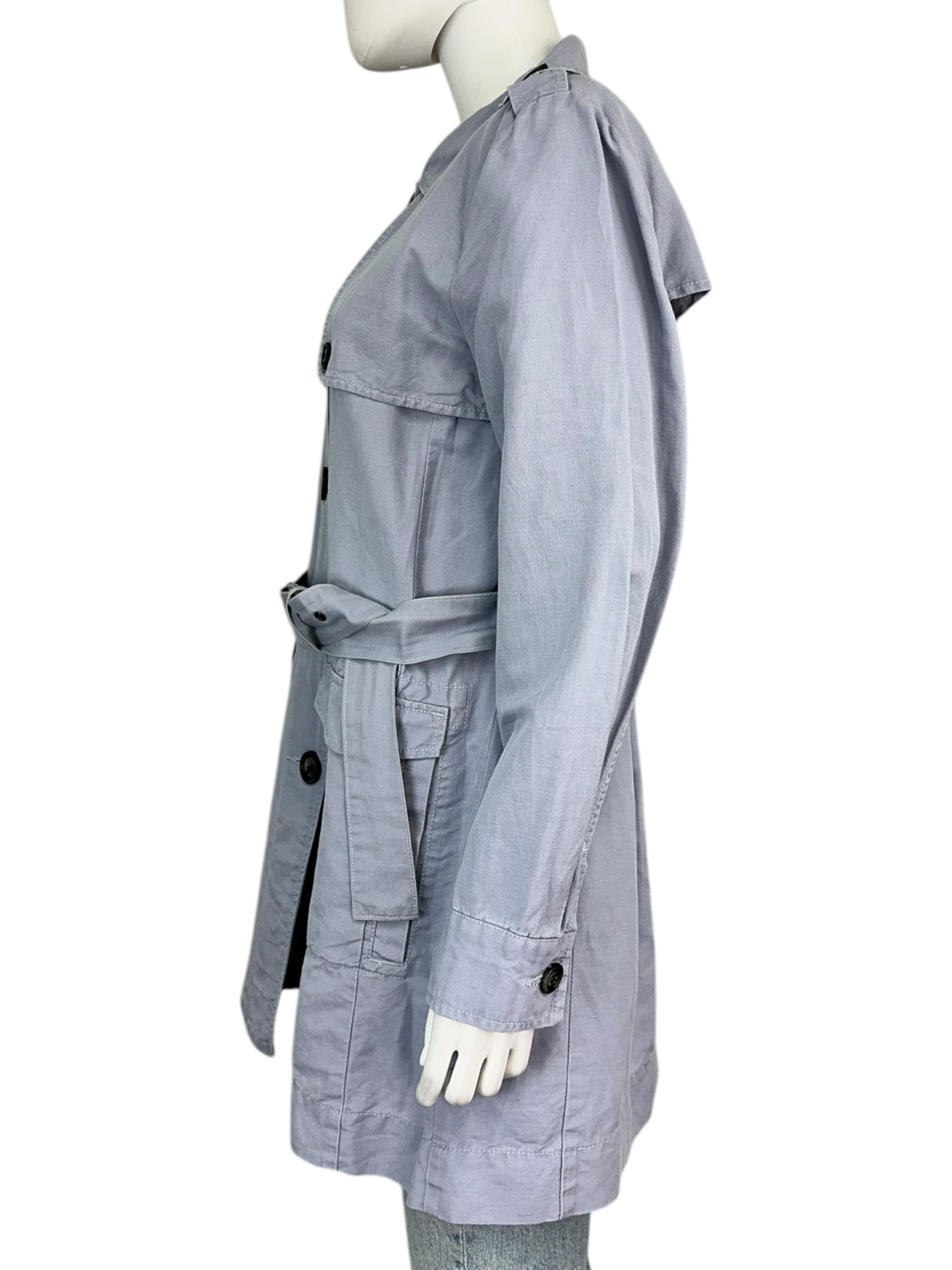 cabi Pastel Blue TANNER Trench Coat Size M