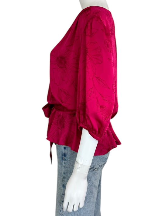 joie Hot Pink Floral Blouse Size L