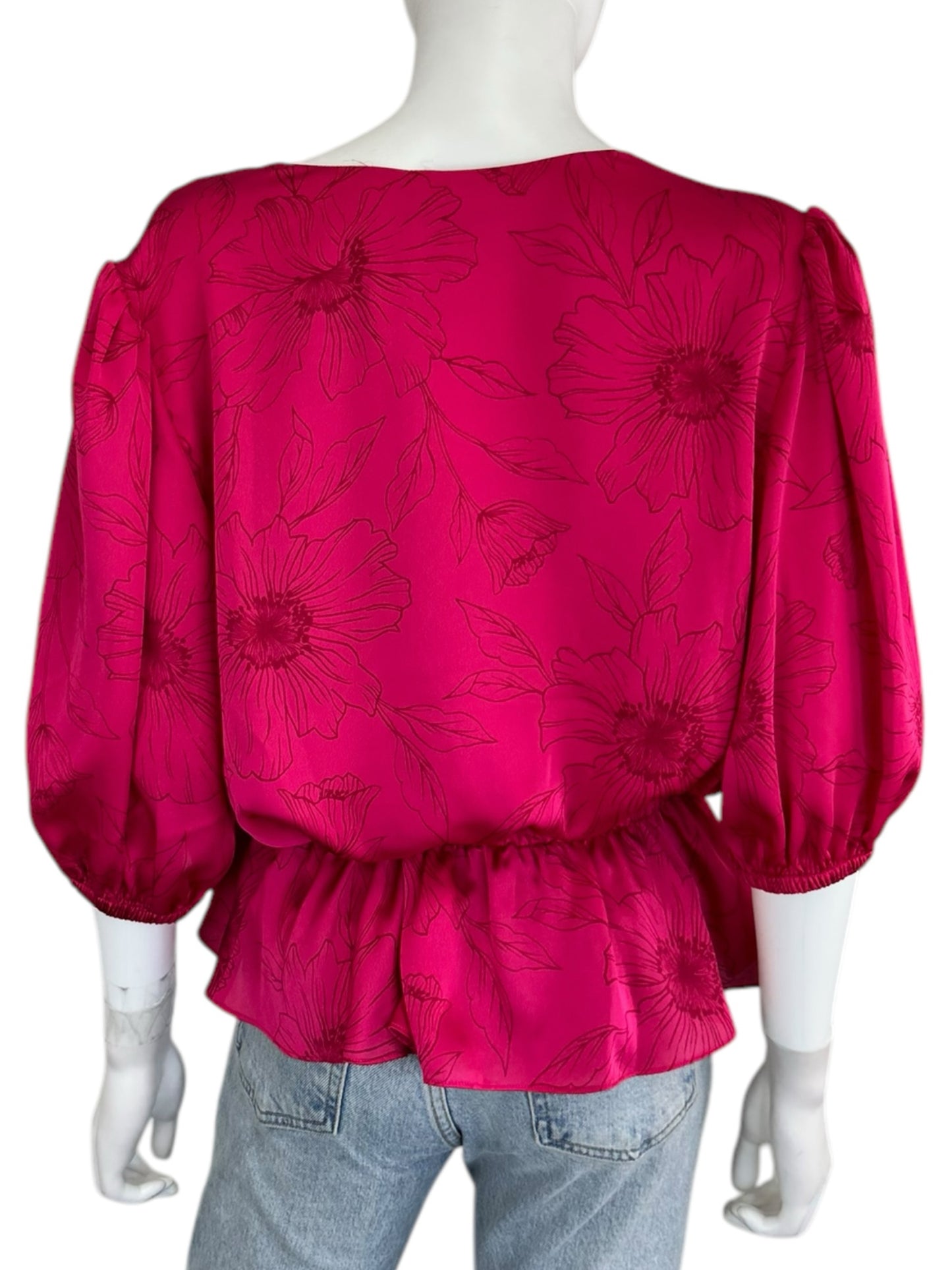 joie Hot Pink Floral Blouse Size L