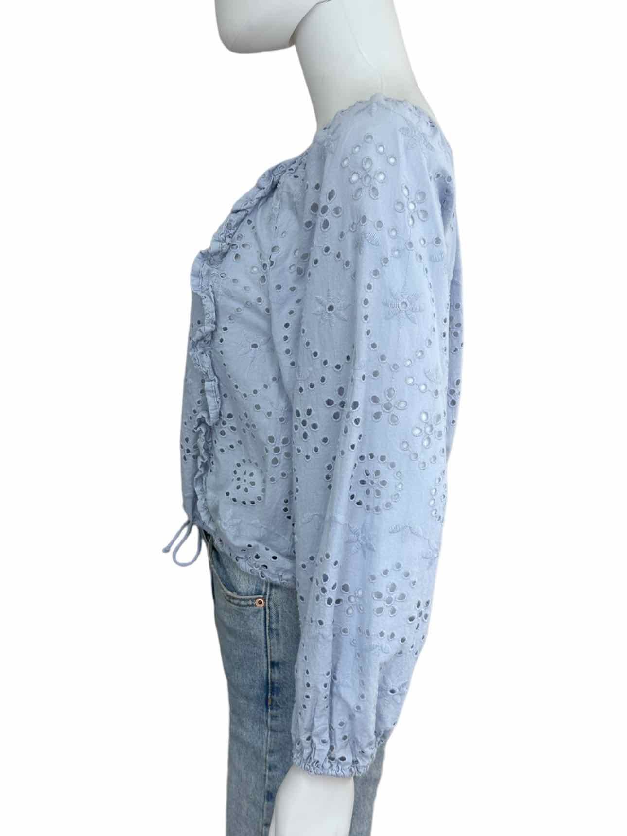 joie Blue Eyelet Blouse Size S
