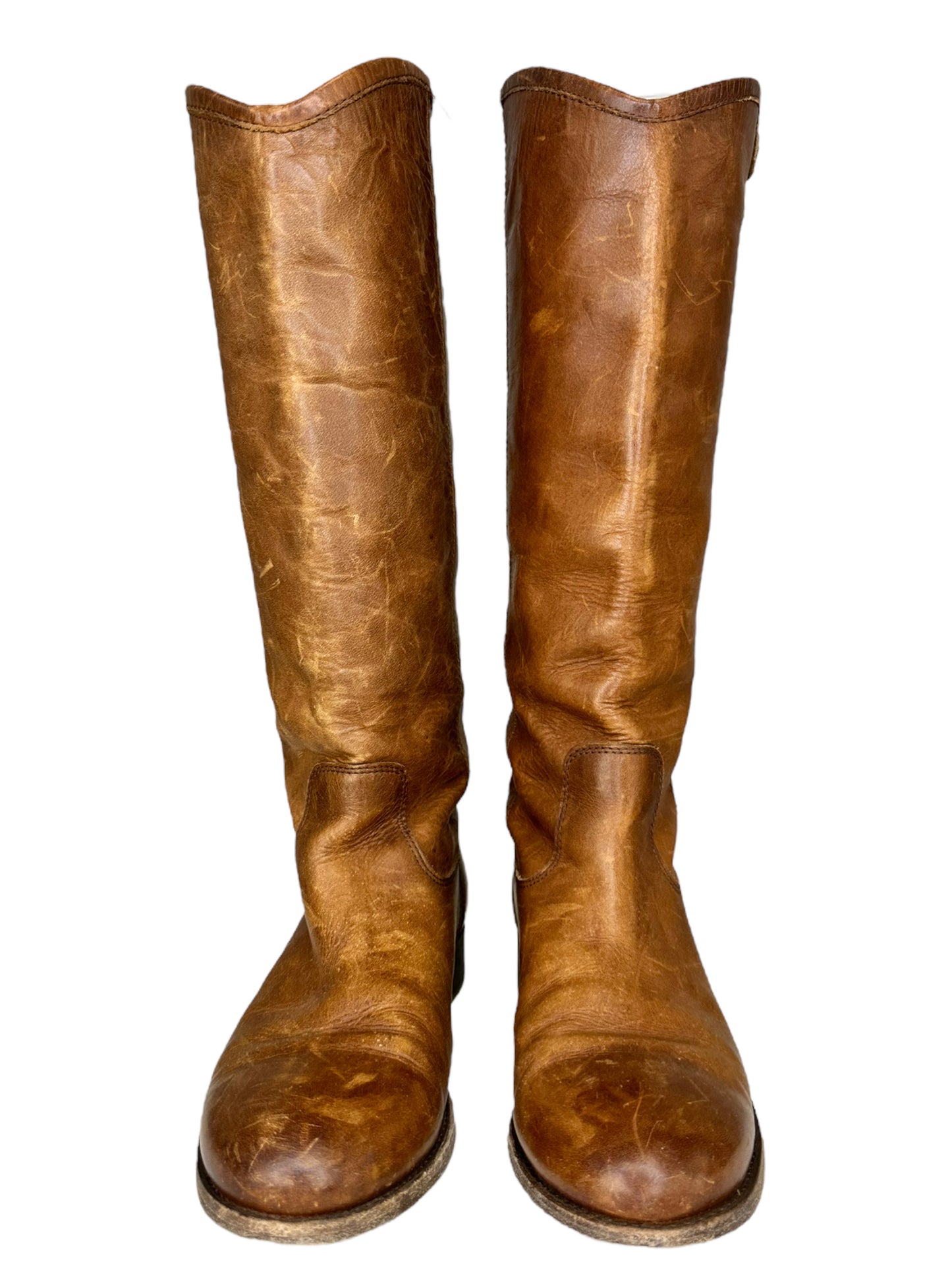 FRYE Brown Distressed Melissa Button 2 Boot Size 6