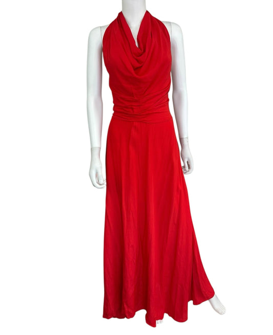S/W/F Red Maxi Halter Dress Size S