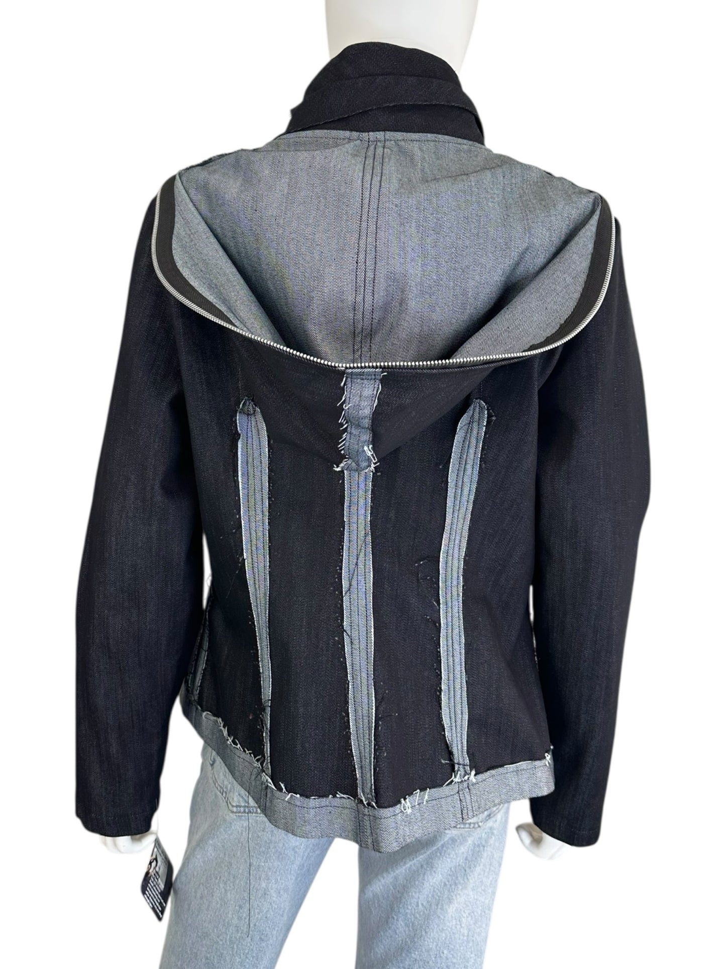 SOHUNG DESIGNS NWT Dark Denim Distressed Jacket Size XL