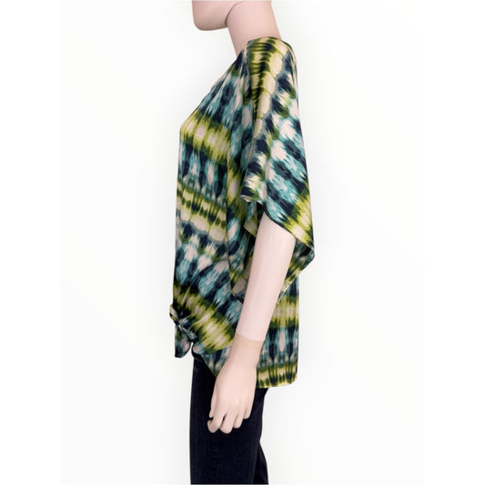 Chico’s Multi-colored Satin Print Blouse Size M