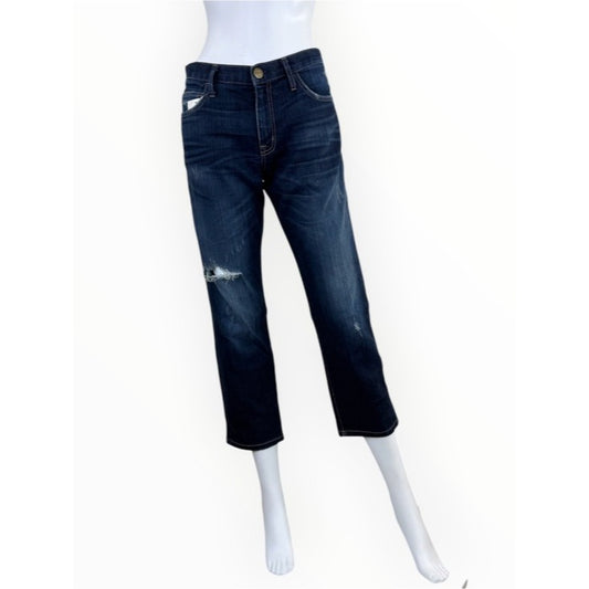 CURRENT/ELLIOTT Blue Distressed Cropped Boyfriend Jeans Size 27
