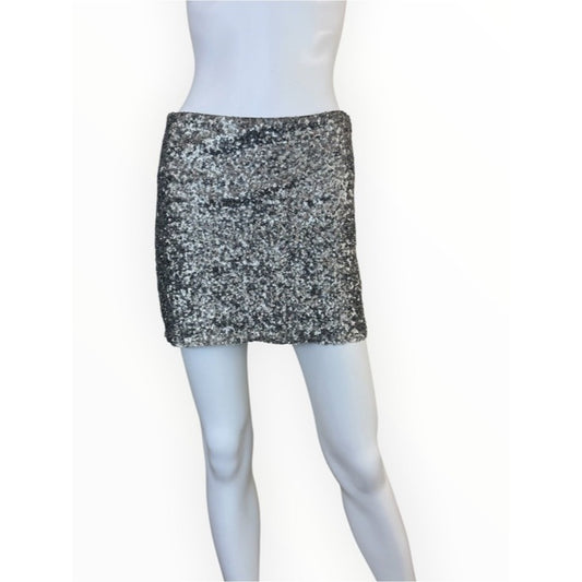 Bailey 44 Silver Sequin Mini Skirt Size M