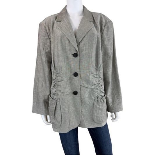Lafayette 147 New York Gray Linen Blend Jacket Size 22