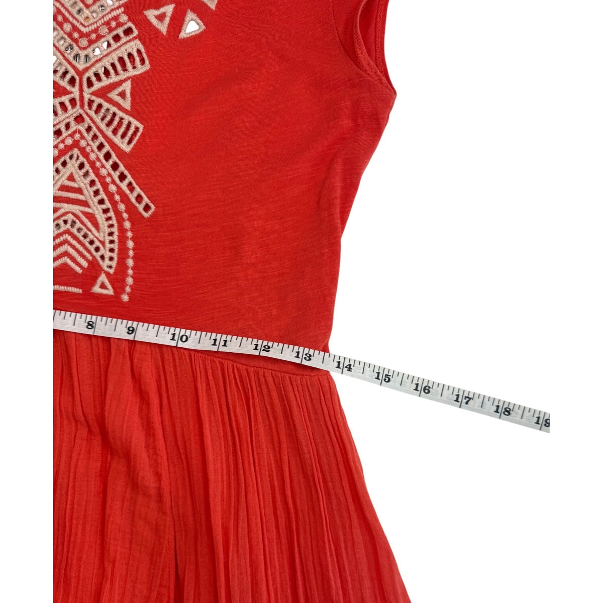 Free People Coral Embroidered Open-Back Cap Sleeve Midi Dress XS