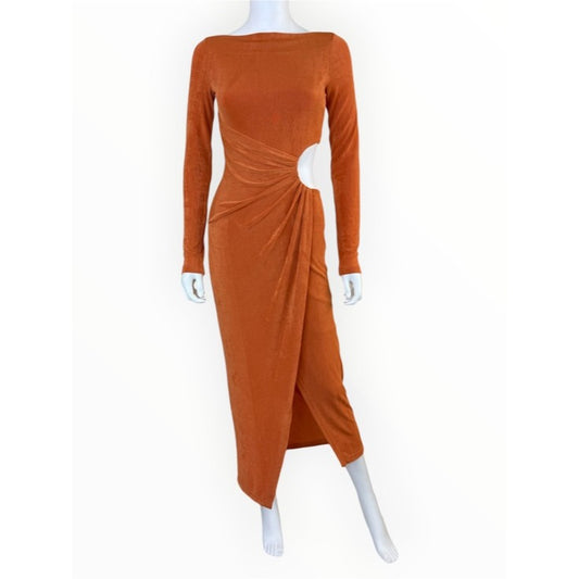 Significant Other Clay Orange Ivy Midi Cocktail Dress Size 4