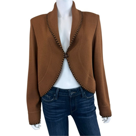 St. John COLLECTION Brown Knit Sweater Cardigan Size 12