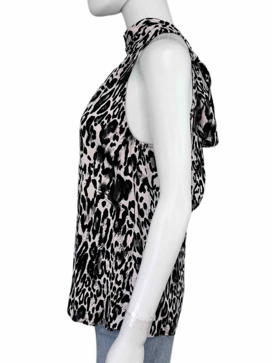 MILLY Black Leopard Print Halter Top Size S