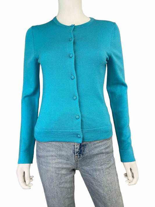 Lilly Pulitzer Aqua 100% Merino Wool Sweater Cardigan Size XS
