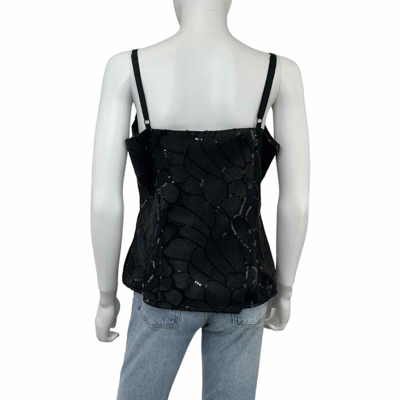 White House Black Market Black Sequin Shell Size M