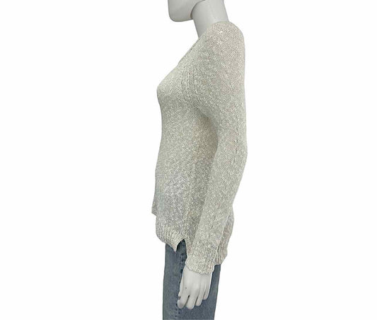 WHITE + WARREN Cream Linen Blend Sweater Size S