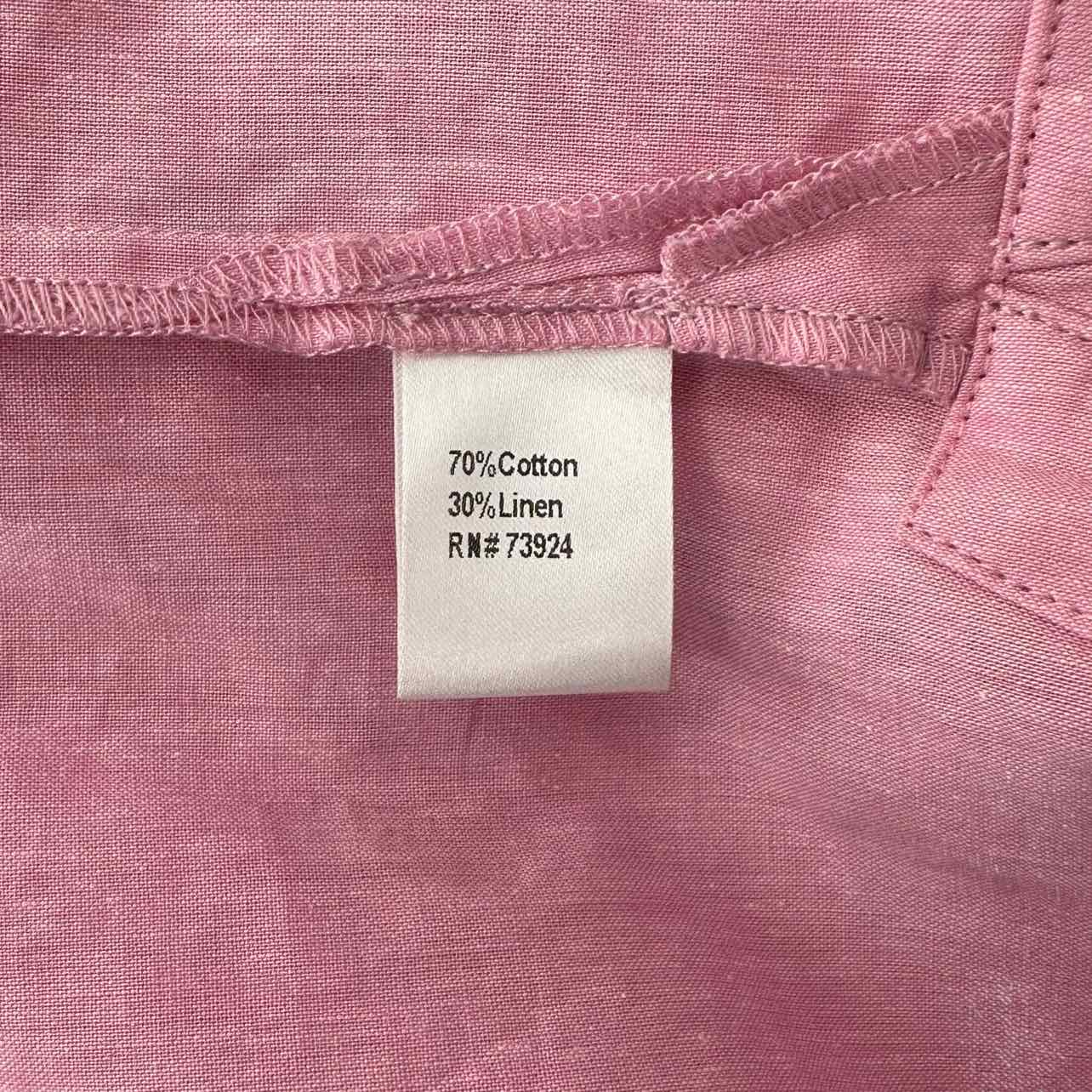 Ming Wang Pink Linen Blend Button Down Blouse Size XS