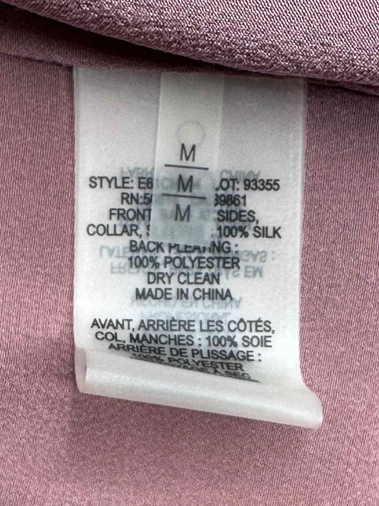 ELIE TAHARI Mauve 100% Silk Pleat Detail Top Size M
