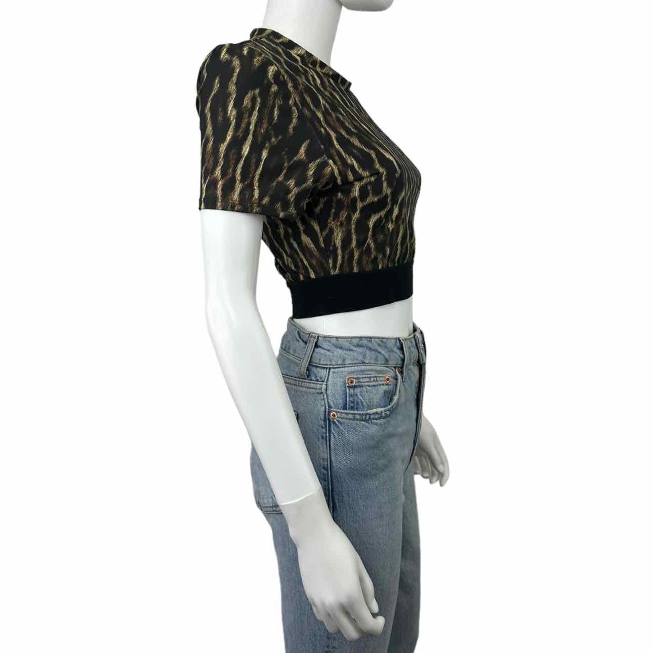 PAM&GELA Brown Leopard Print Crop Top Size M