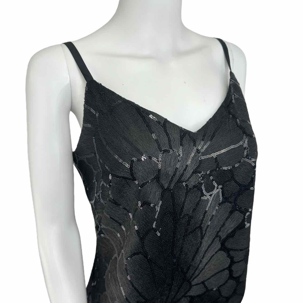 White House Black Market Black Sequin Shell Size M