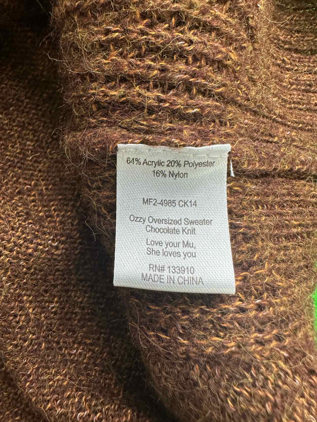 SHOW ME YOUR MUMU Brown Oversized OZZY Sweater Size S