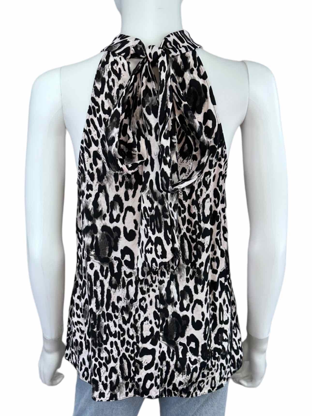 MILLY Black Leopard Print Halter Top Size S