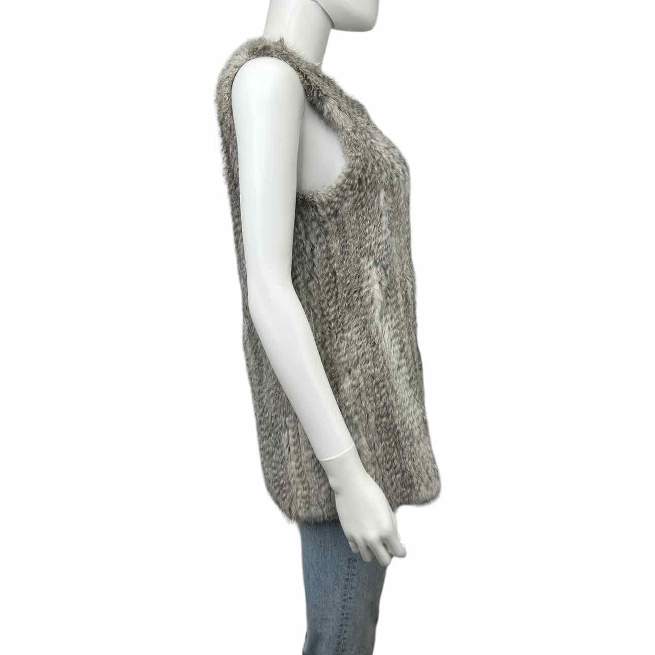 ecru Gray 100% Rabbit Fur Vest Size M