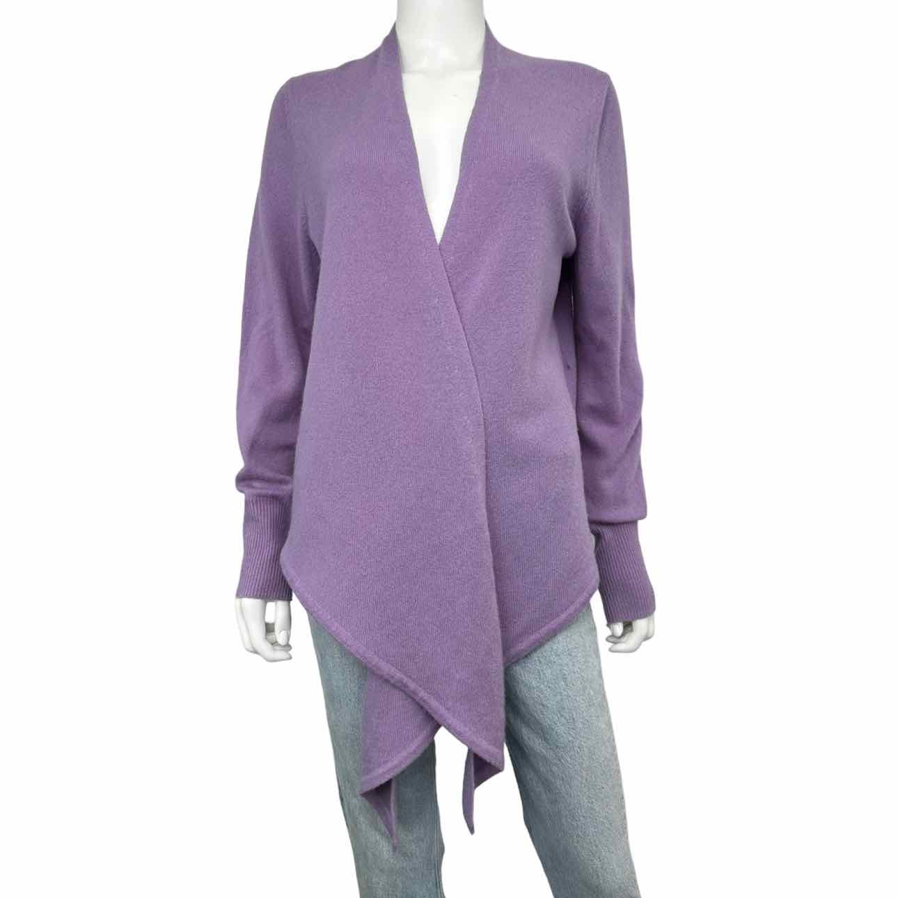 White + Warren 100% sold cashmere Amethyst Purple boyfriend cardigan sweater Large