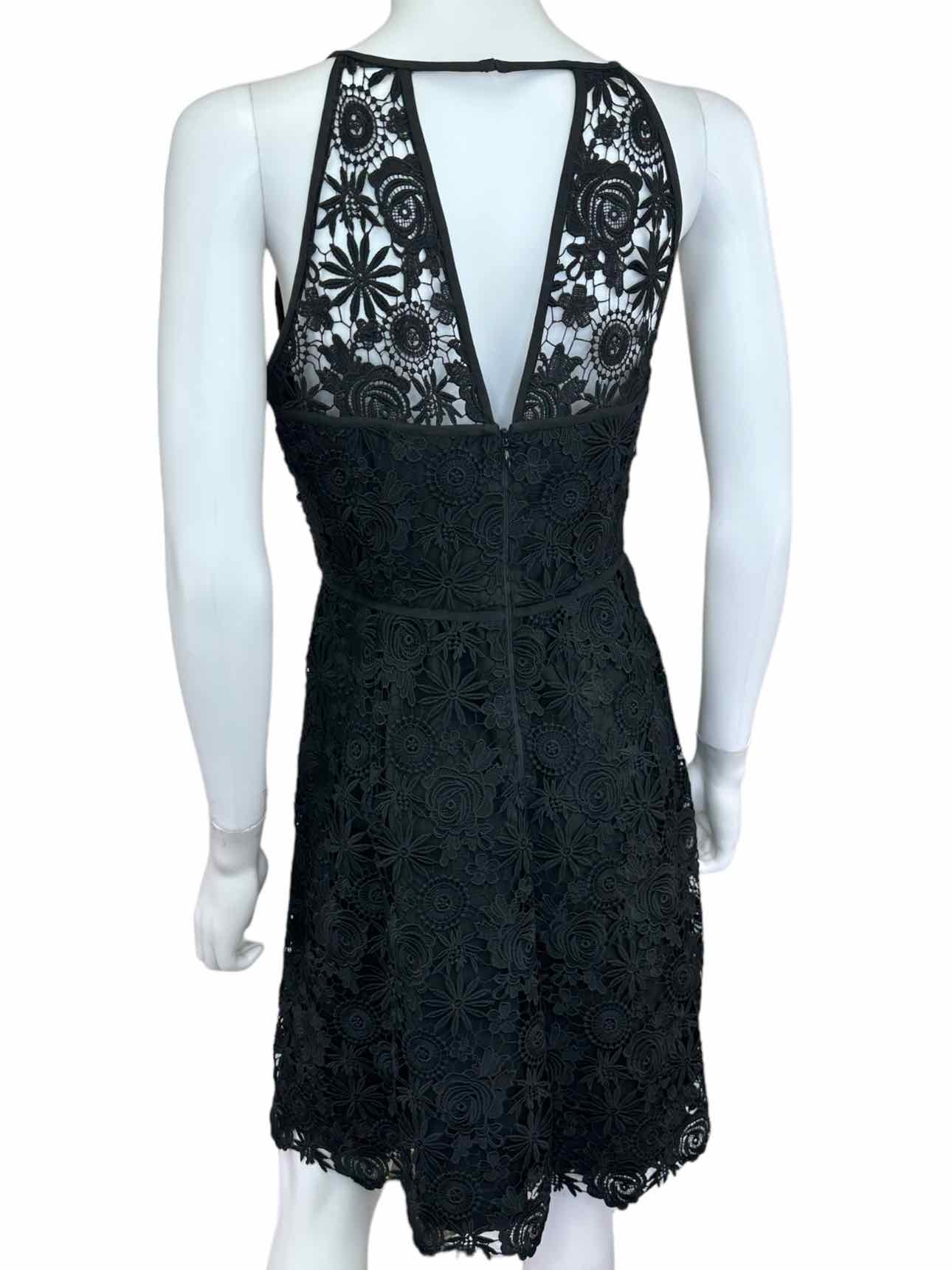 White House Black Market Black Crochet Halter Dress Size 4