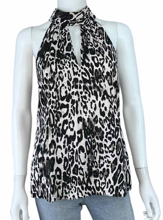 MILLY Black Leopard Print Halter Top Size S