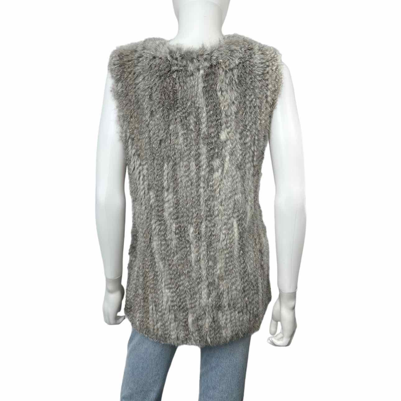 ecru Gray 100% Rabbit Fur Vest Size M