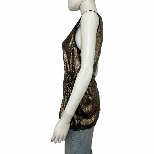2Brych NWT Metallic Bronze Sequin Top, sequin holiday party top