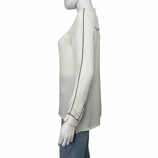ELIE TAHARI Cream 100% Silk Button Down, left side