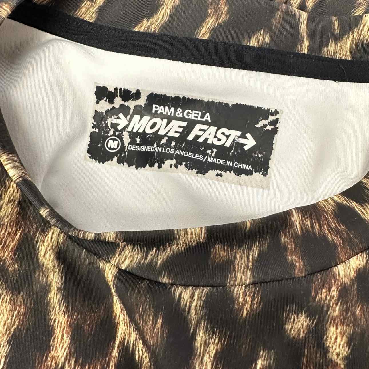 PAM&GELA Brown Leopard Print Crop Top Size M