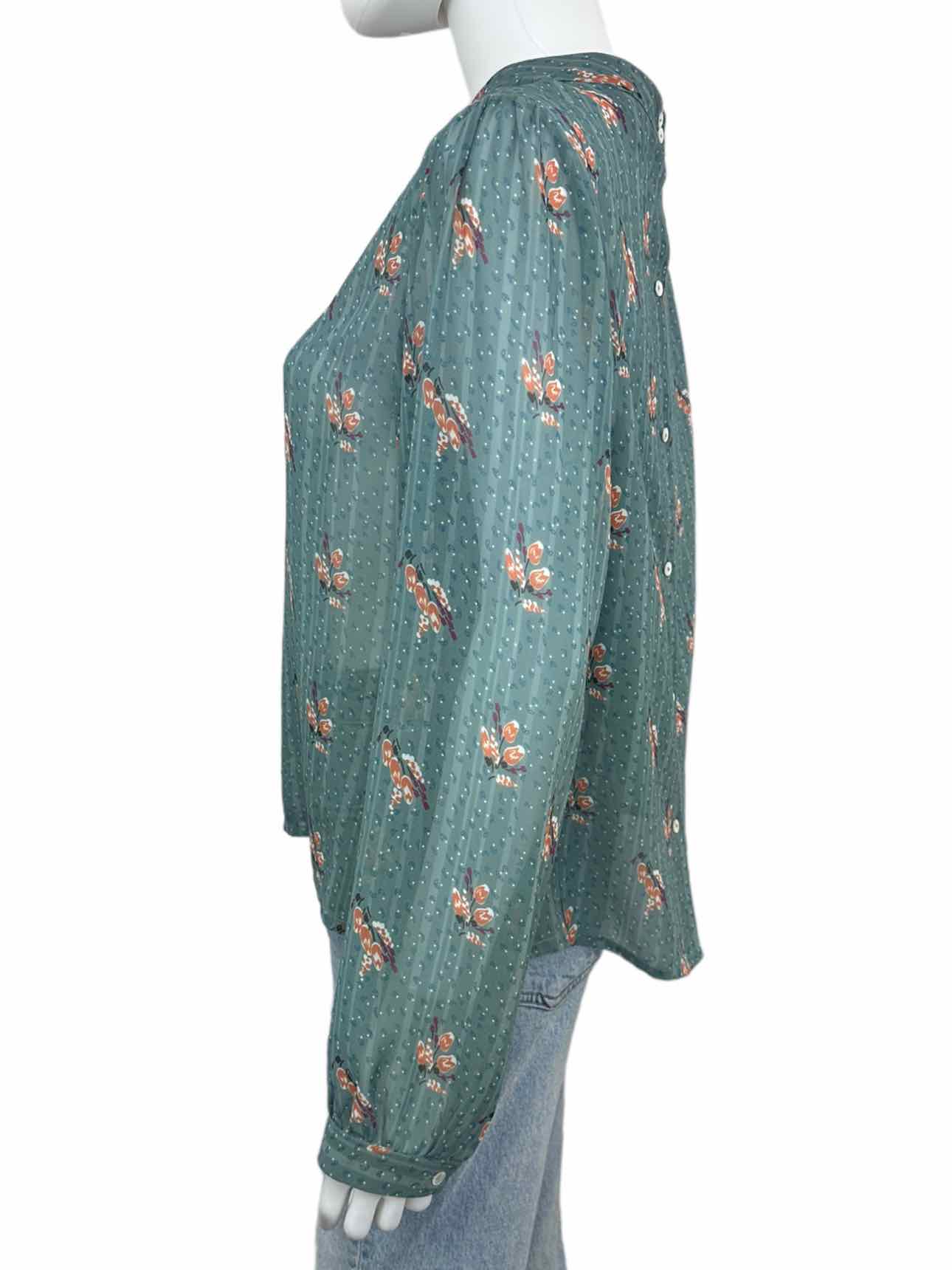 swiss dot floral print top