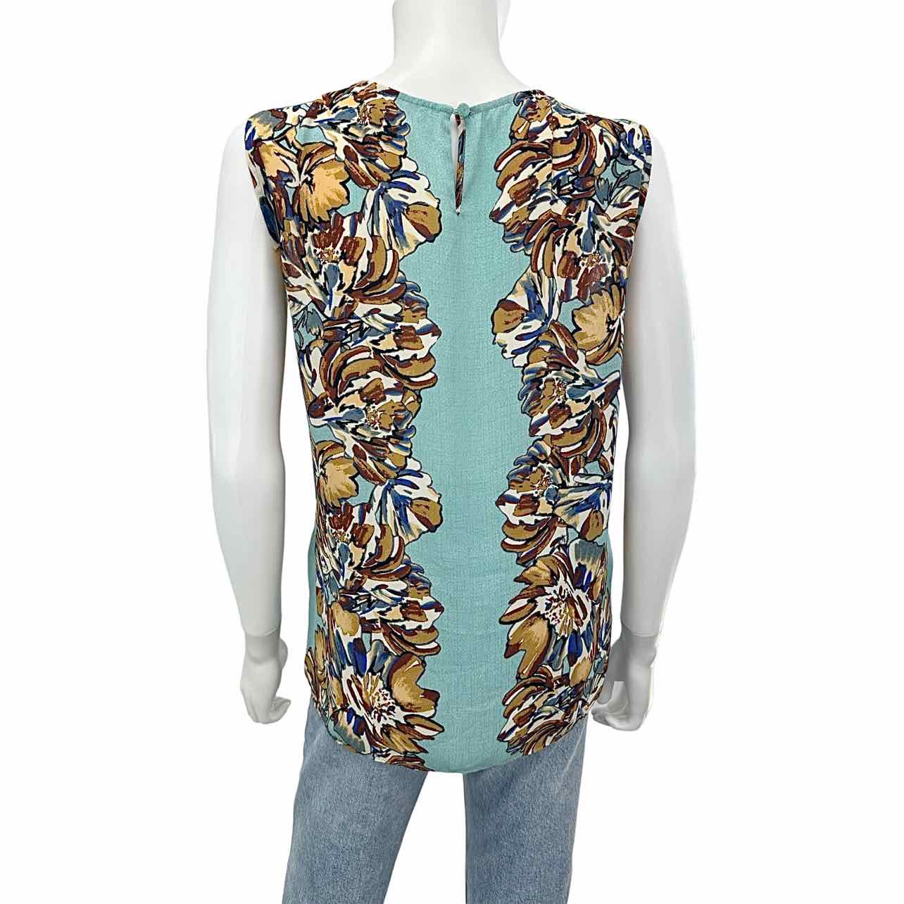 BCBGMAXAZRIA Blue Floral Print Top Size M