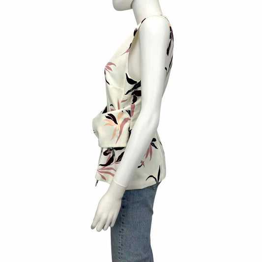 Keepsake White & Floral Sleeveless Shell Size L