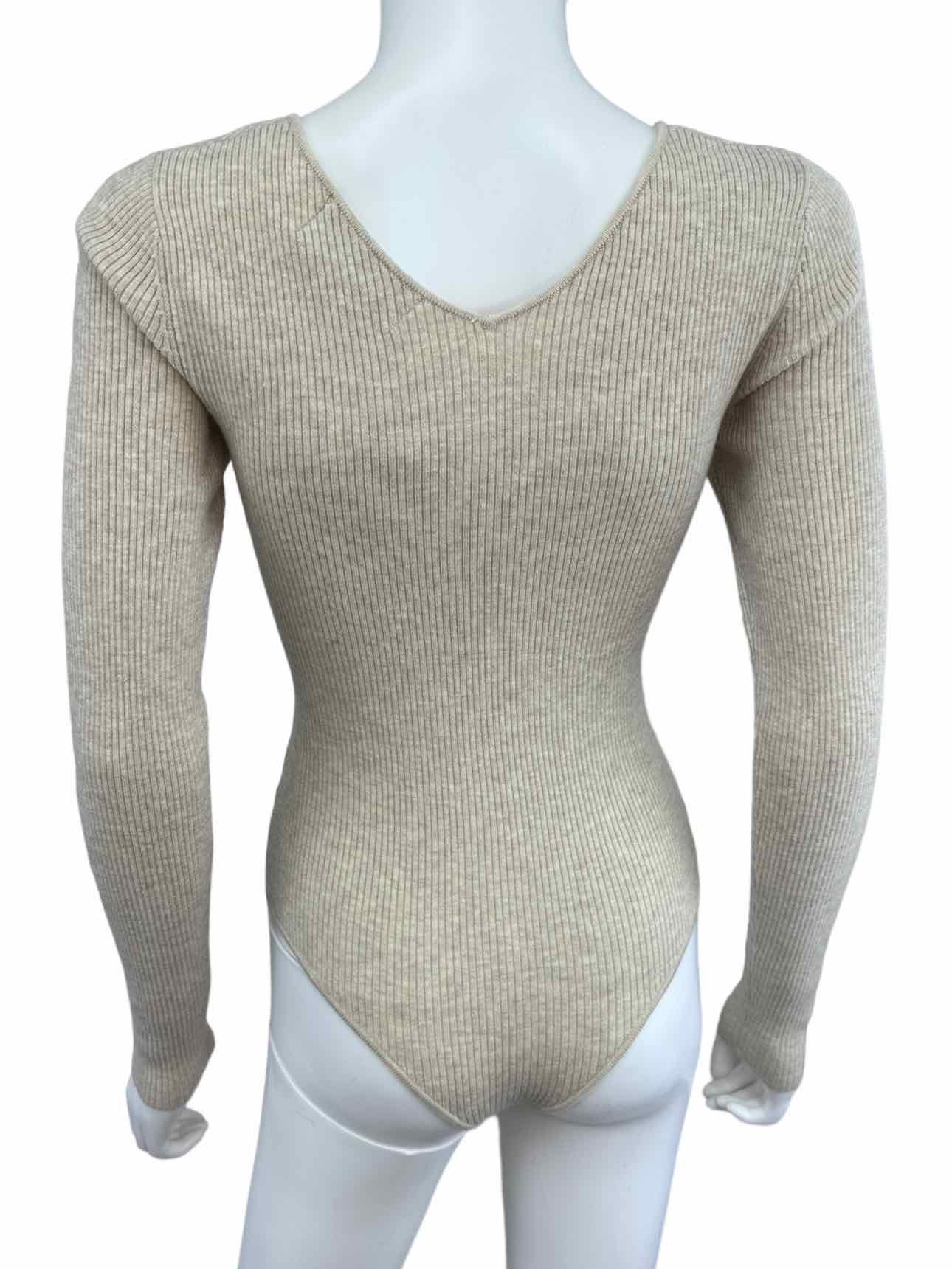 dh New York NWT BRIELLE Oatmeal Ribbed Knit Bodysuit Size S