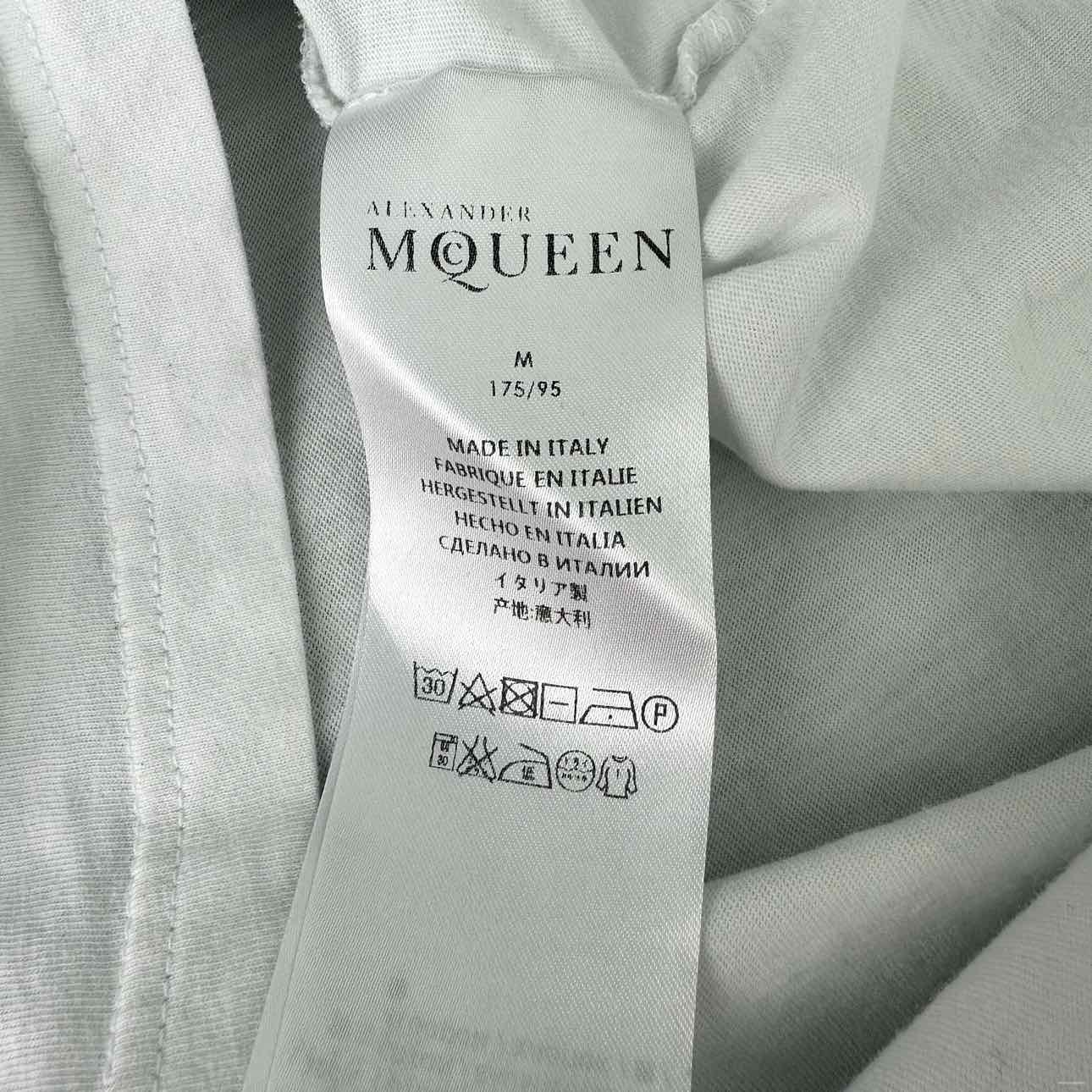 Alexander McQueen Blue Embroidered Skull Tee, fabric content tag