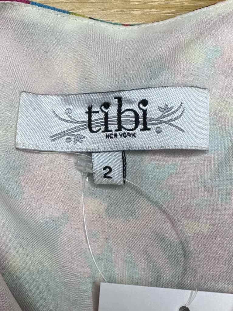 tibi Multi-colored 100% Silk Print Dress Size 2