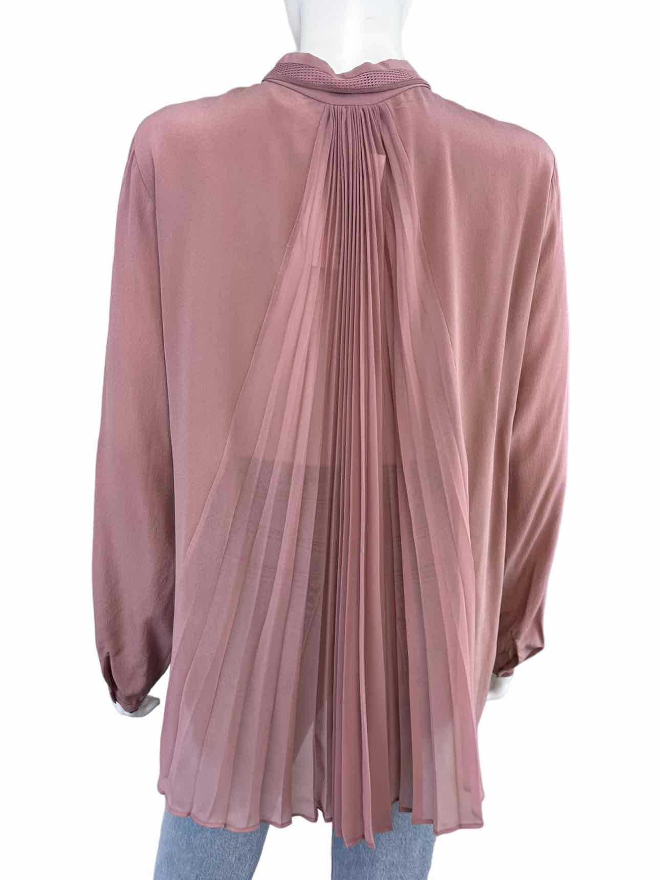 ELIE TAHARI Mauve 100% Silk Pleat Detail Top Size M