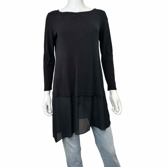 EILEEN FISHER Black 100% Silk Tunic Size S