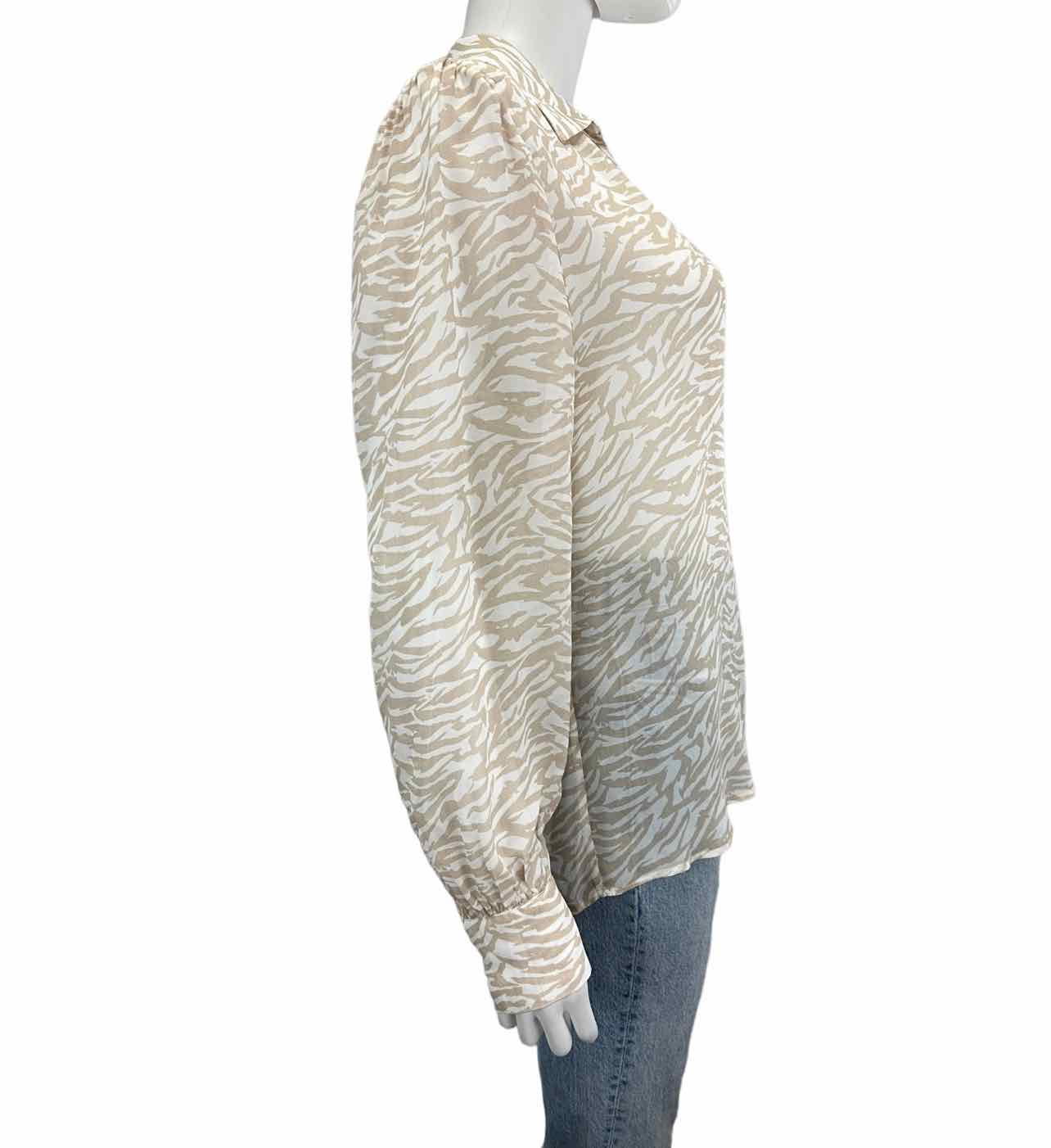 ecru NWT Tan Zebra Sheer Print Blouse Size S