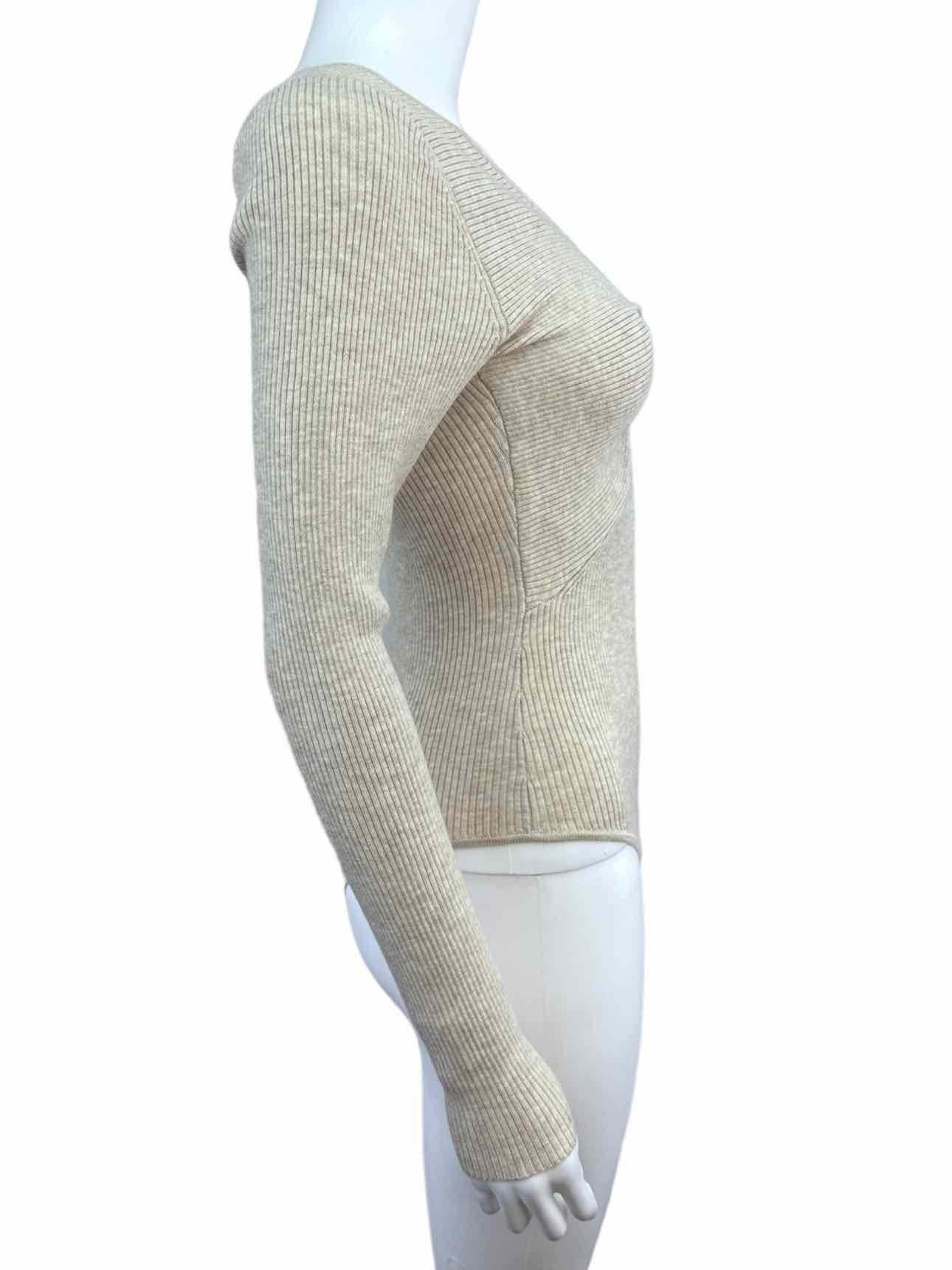 dh New York NWT BRIELLE Oatmeal Ribbed Knit Bodysuit Size S