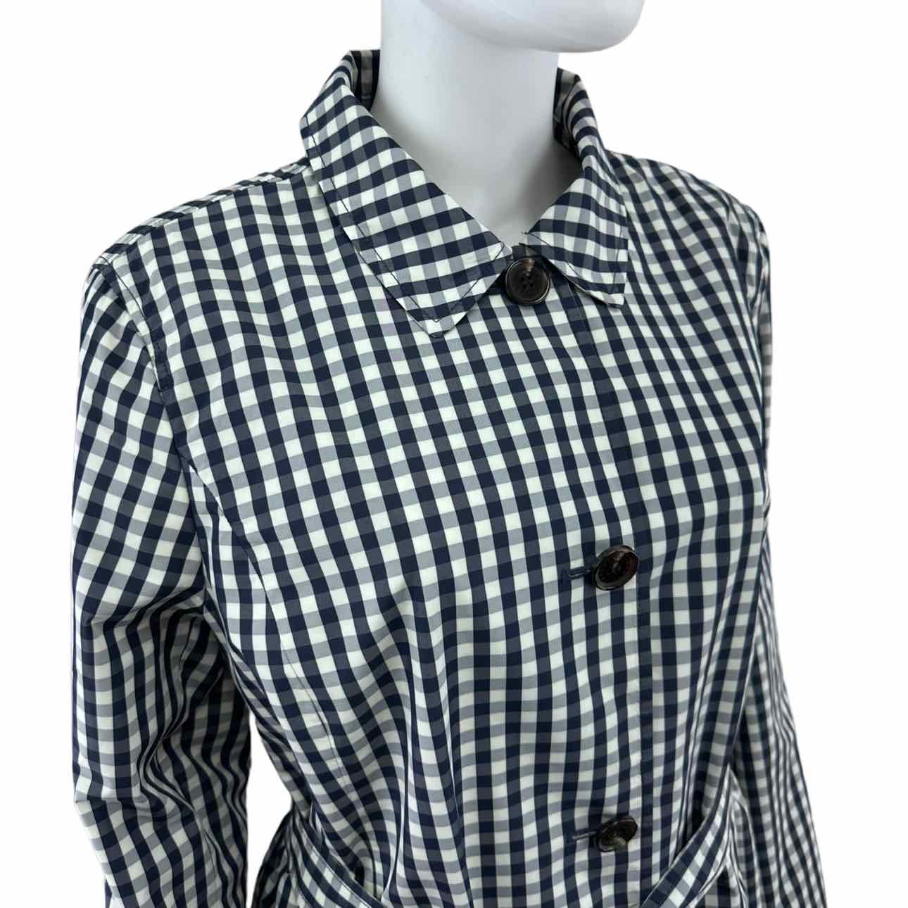 Talbots Navy Check Trench Raincoat Size L