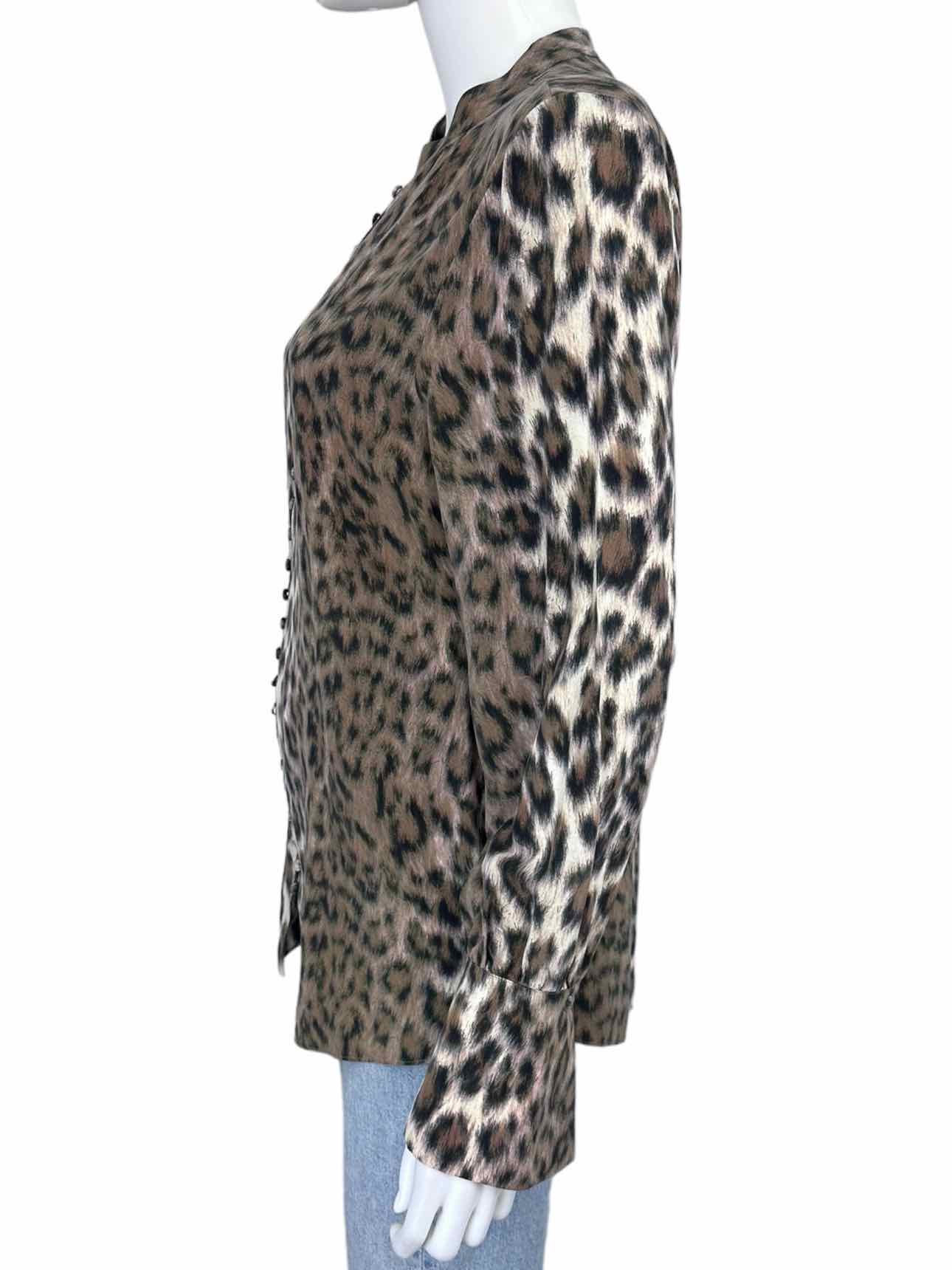 joie Brown 100% Silk Leopard Print Button-down Size S
