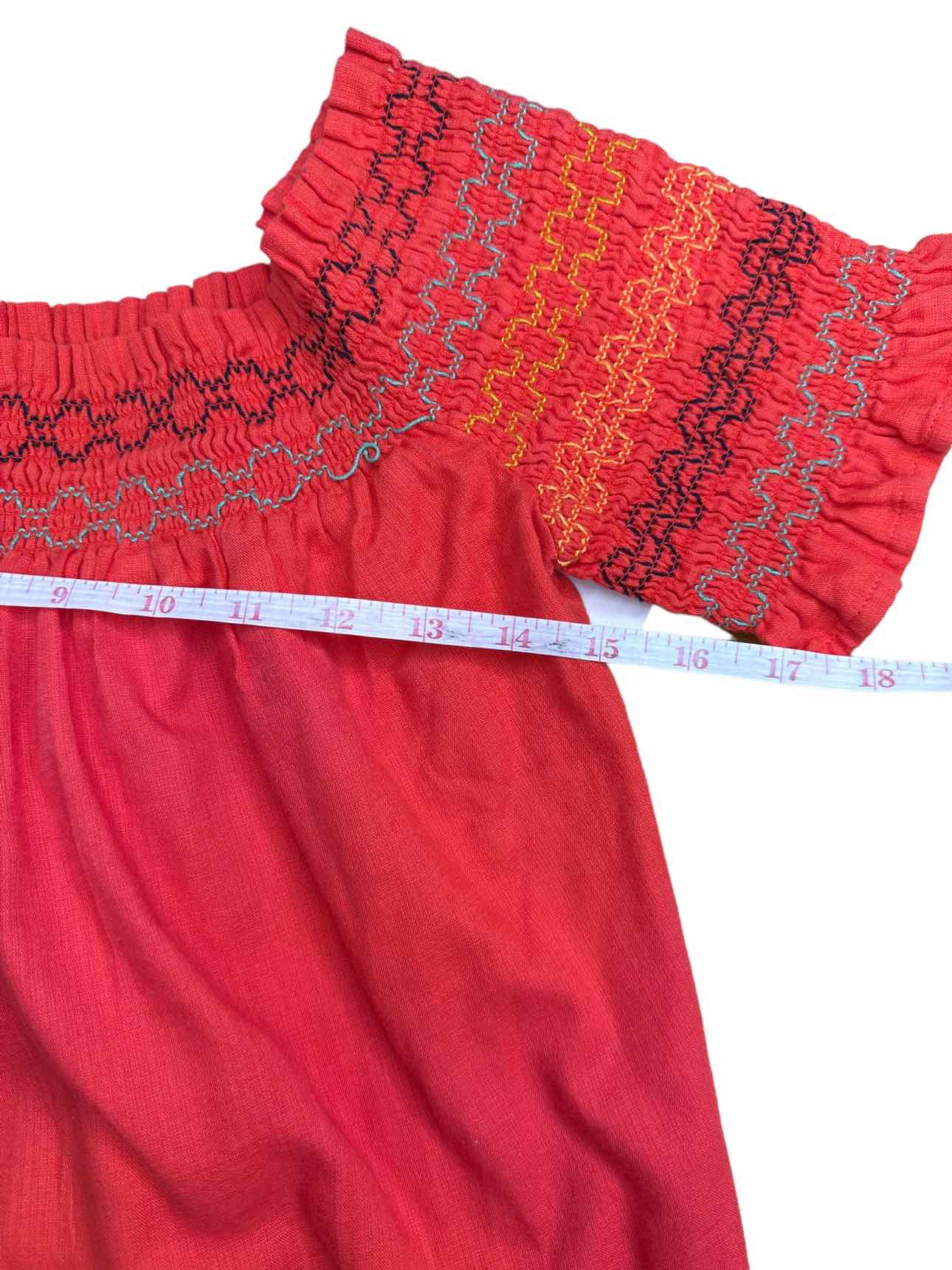 TRINA TURK Orange 100% Cotton Smocked Top Size XS